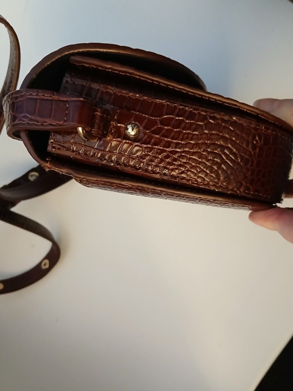SEZANE "Claude" Brown Leather Crossbody Bag - Picture 8 of 11